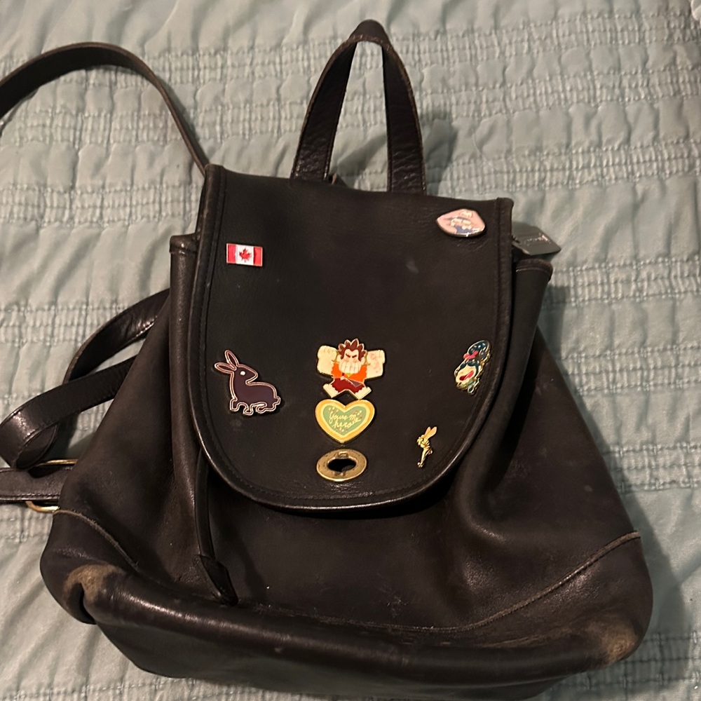 Coach Black Backpack with Fun Patches